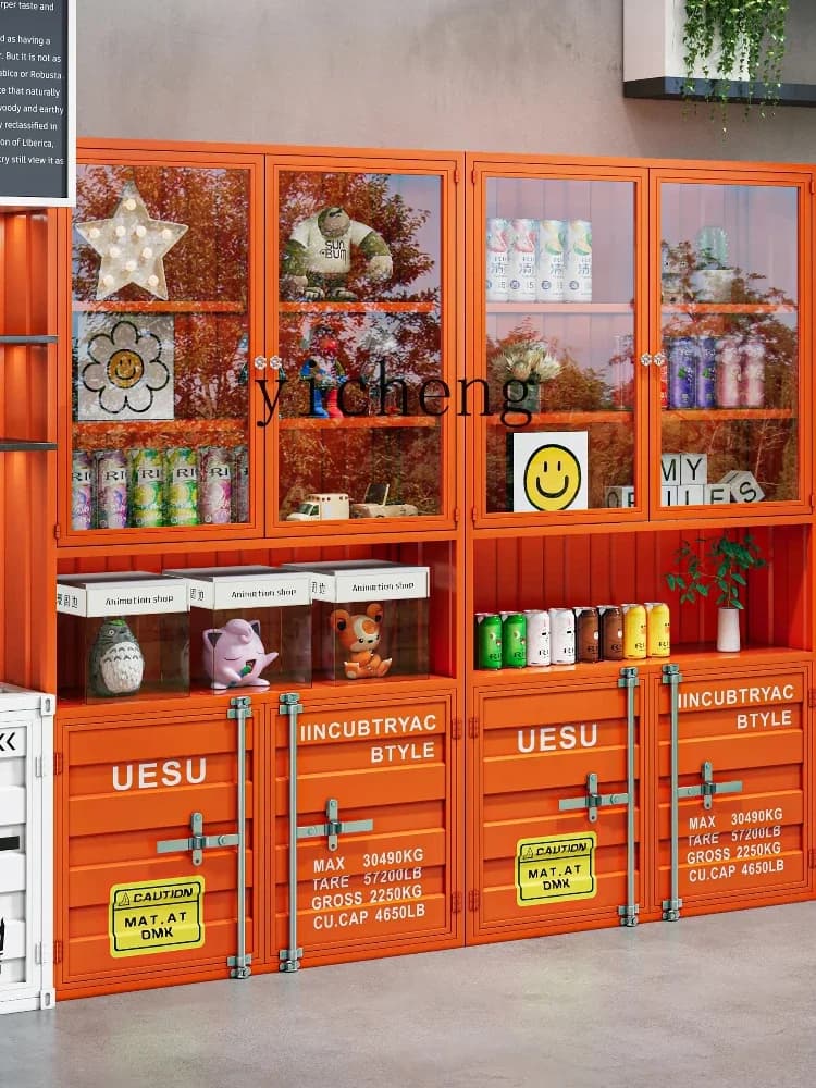 Product Display Rack Retro Industrial Style Store Display Cabinet Sample Storage Container Wine Cabinet