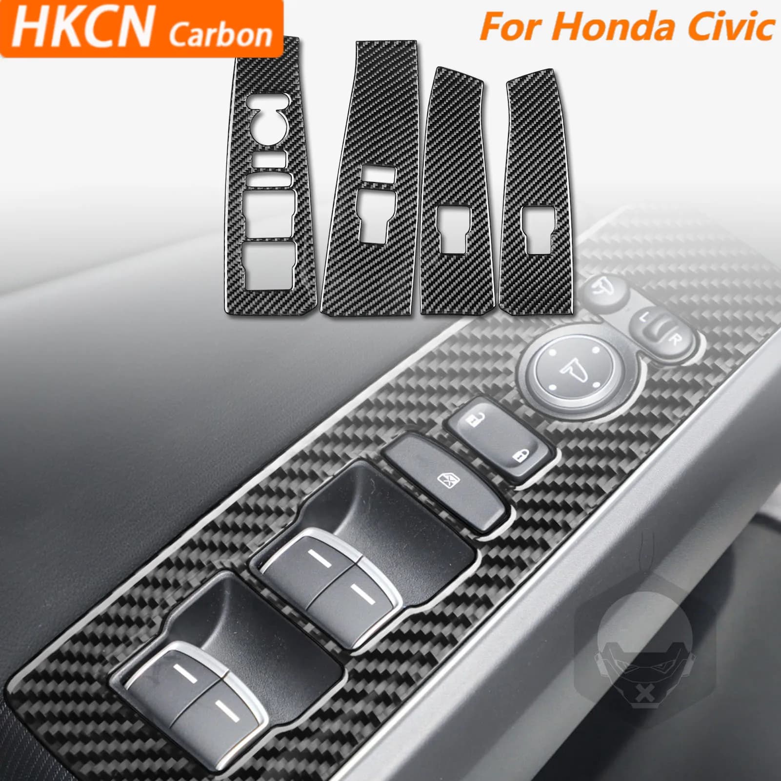 For Honda Civic 2022-2025 Car Accessories Carbon Fiber Window Lifting Control Switch Frame Interior Cover Trim Modified Sticker