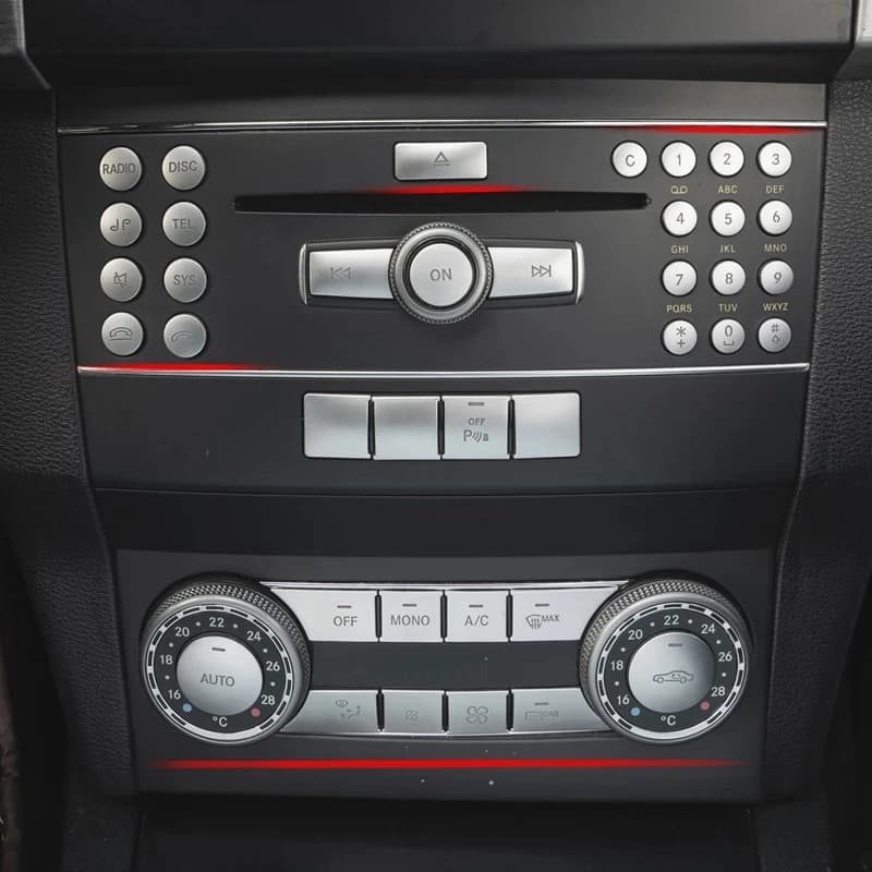 Car Air Conditioning CD Panel Button ABS Silver Decorative Sticker for Mercedes-Benz C-Class W204 GLK X204 20