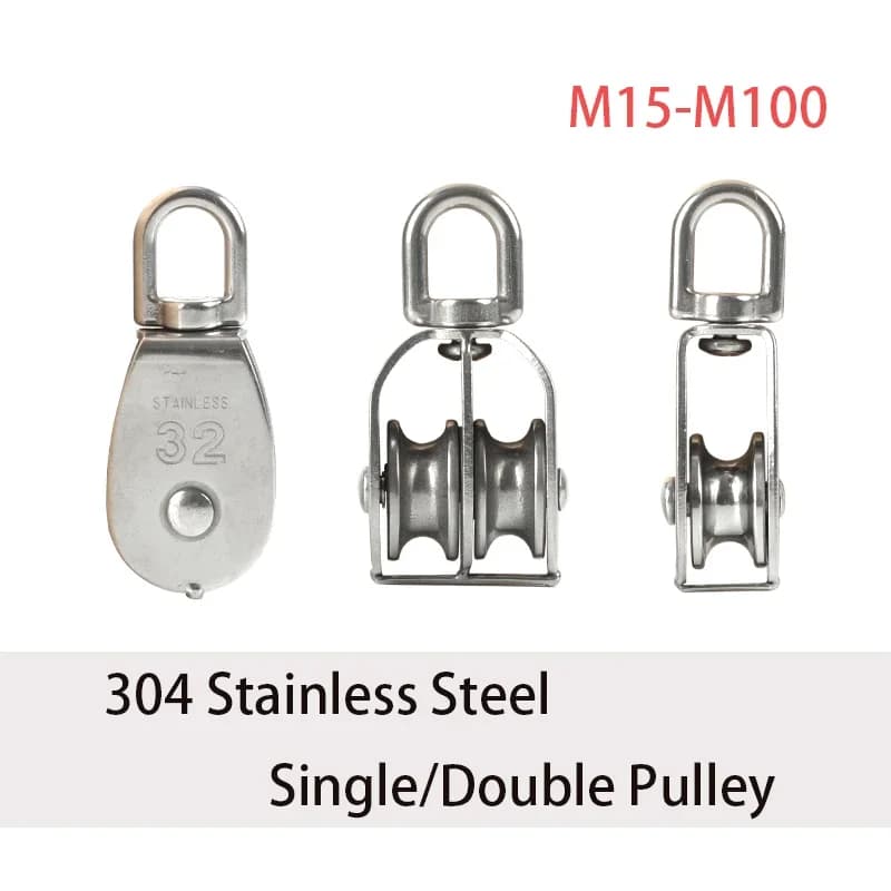 1Pcs M15 M20 M25 M32 M50 M75 M100 304 Stainless Steel  Single Double Wheel Swivel Rollers Block Loading Dropshipping