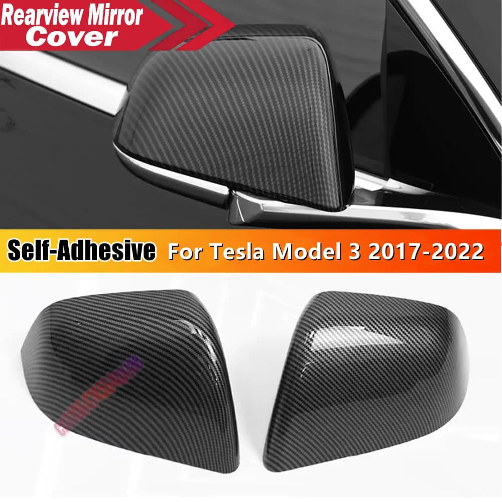 For Tesla Model 3 Y Years 2017-2023 ABS Car Door Trim Adhesive Sticker Rearview Side Mirror Cover Wing Cap