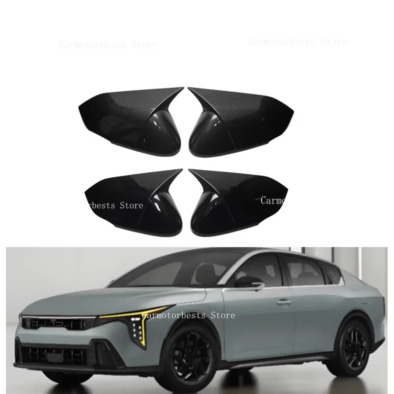 Car  Rearview Side Mirror Cover Fit For Kia K4 2024 2025 2026 Wing Cap Rear View Case Trim Carbon Fiber