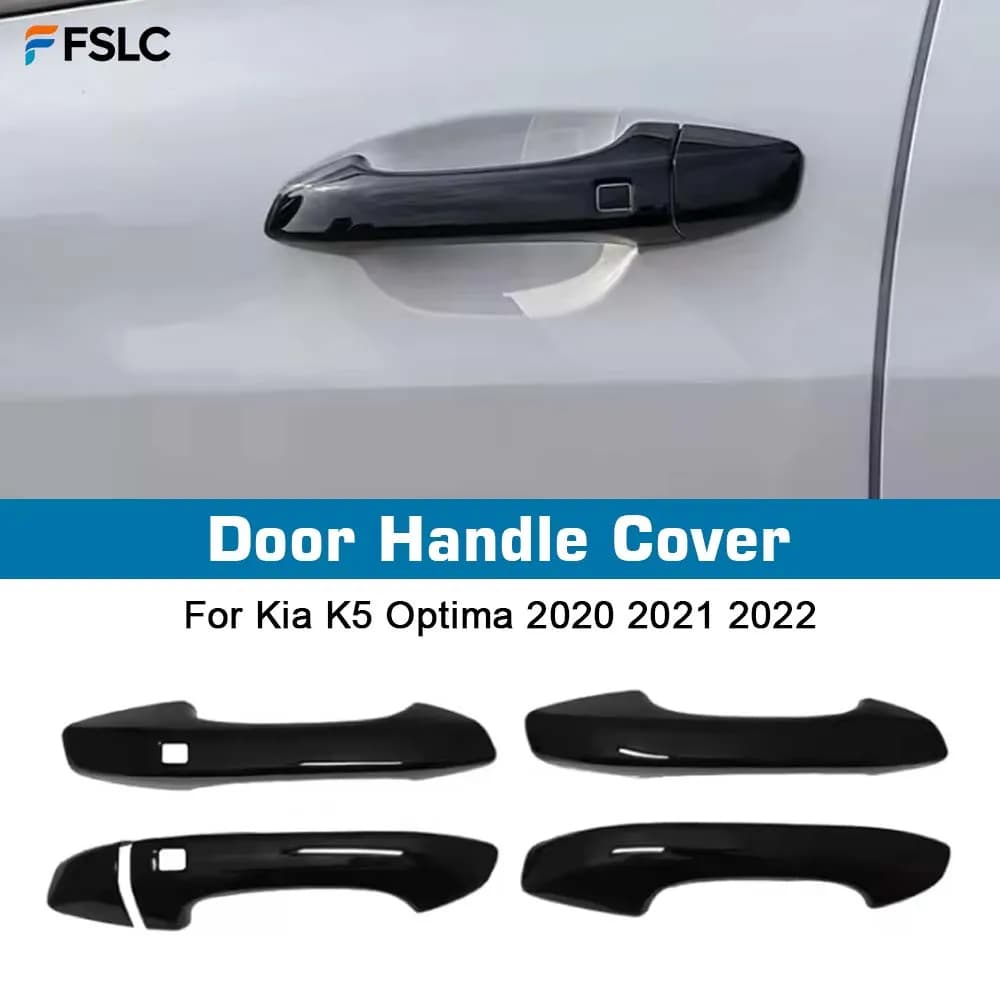 ⭐Genuine⭐ Upgrade Gloss Black Exterior Door Handle Covers Trims For Kia K5 Optima 2020 2021 2022 with Smart Key Hole Accessories