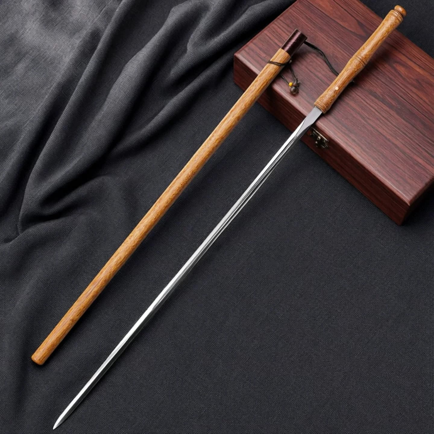 Vintage Minimal Wushu Accessory Desktop Collector Full Set Gift Chinese Collectible Slim Hidden Stick Sword Hanfu Cosplay