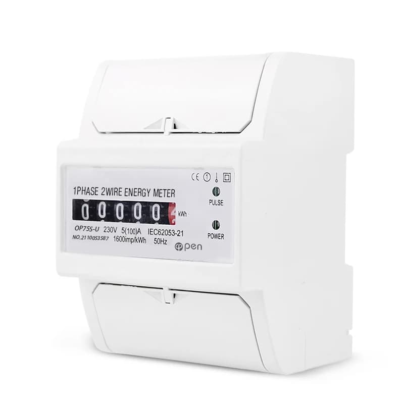 5pcs Two Wire Energy Counter Meter Analog kWh 5-100A 230V AC 50Hz Power Meter Household Electric Din Rail Mount