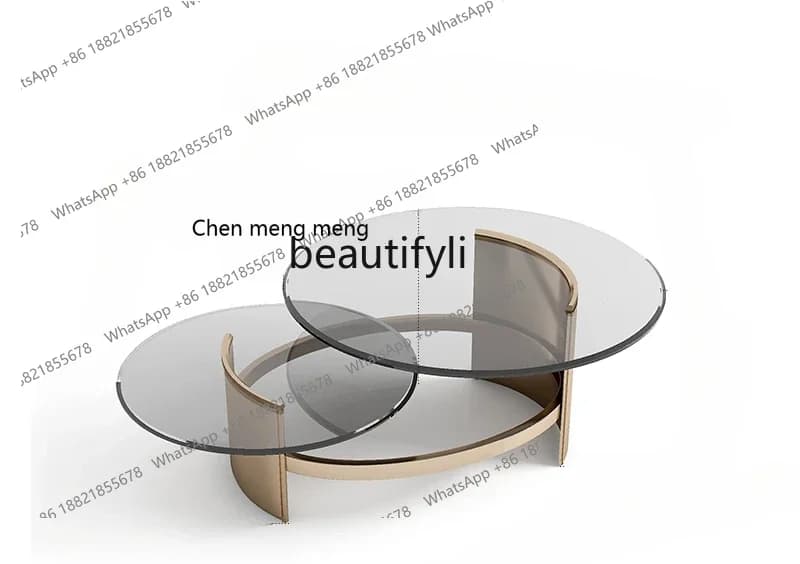 cc182R Modern light luxury coffee table small apartment round tea table tempered glass Nordic creative designer living room furn