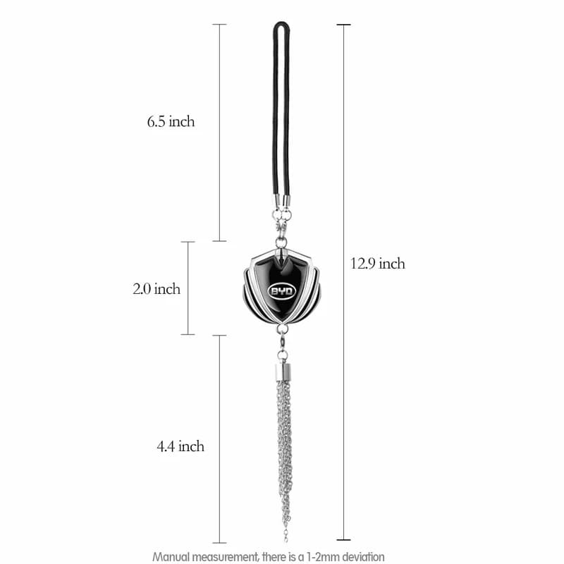 BYD 3D Metal Mirror‑Hanging Ornament For Atto 3 Seal Dolphin Han Tang Song Yuan Rear‑View‑Mirror Tassel Pendant Auto Interior De