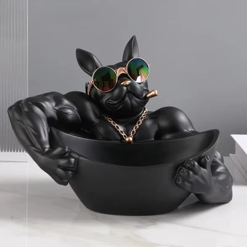 Cool Dog Figurine Dog Statue Storage Box Animal Ornament Resin Craft Art Sculpture Figurine Home Decoration Gift