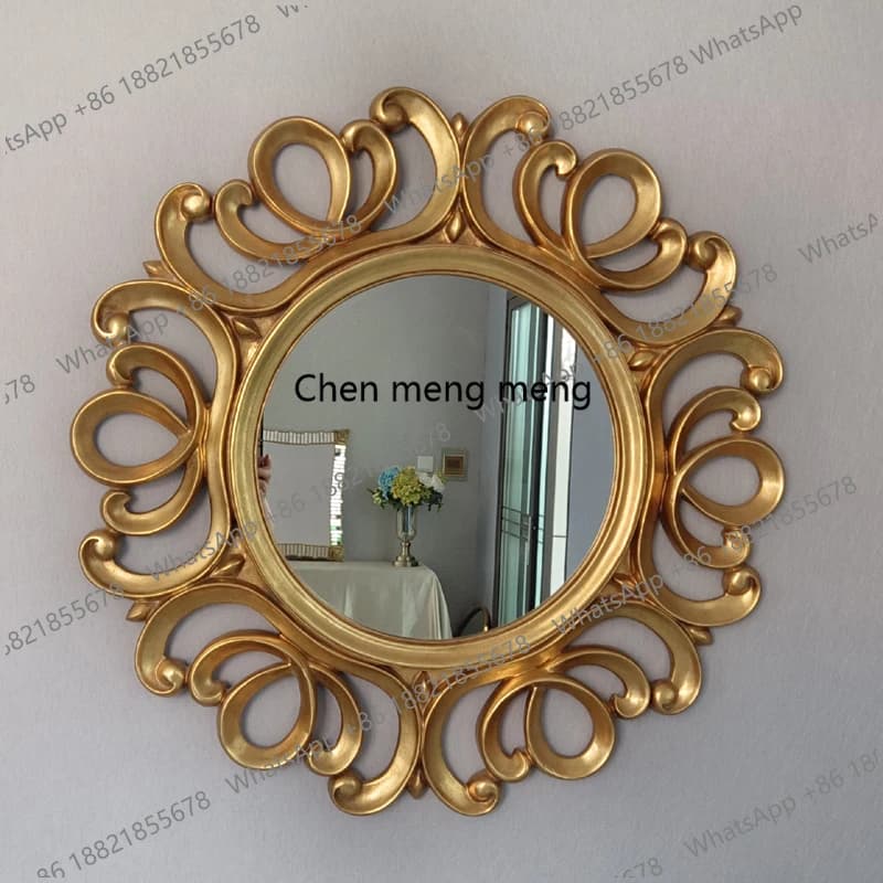 European bathroom bathroom mirror makeup round mirror retro silver gold bathroom mirror fitting mirror