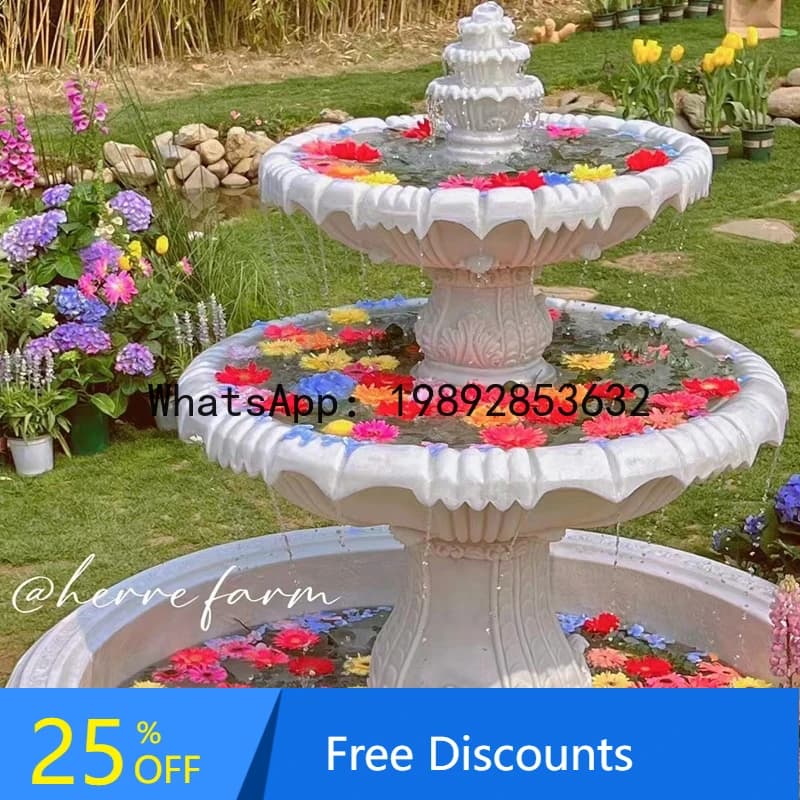 European Style Water Flow Fountain Outdoor Courtyard Garden Fish Pond Spray Pool Landscape Decoration