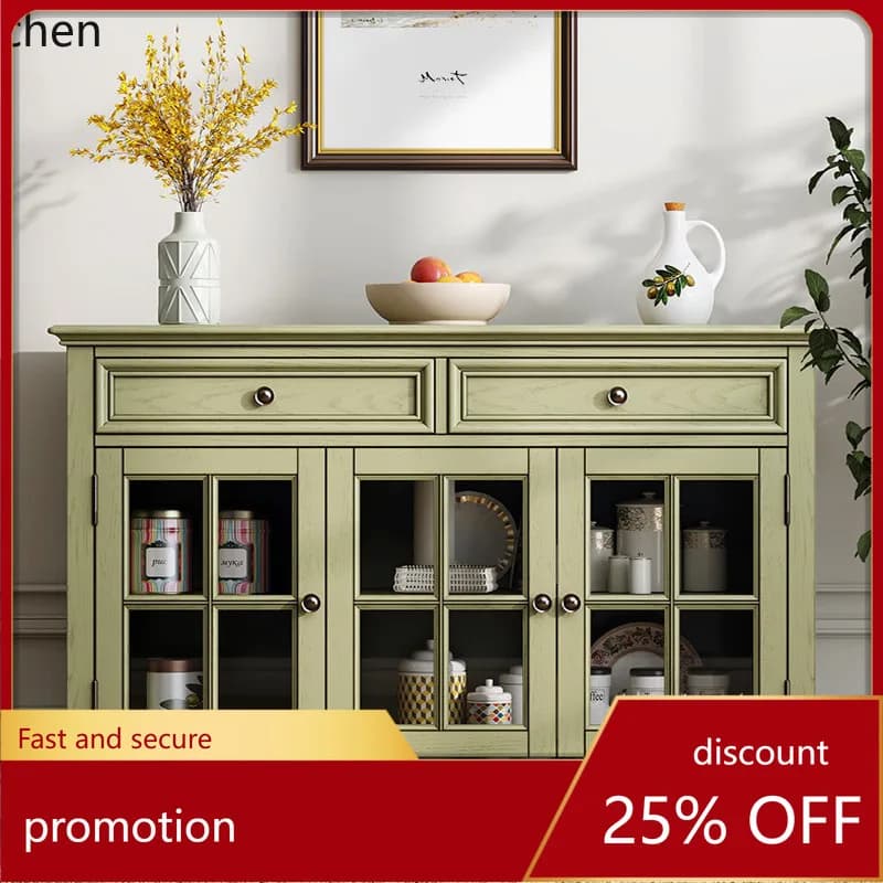 ZML Solid Wood Rustic Log Sideboard Cabinet Living Room Storage Chest