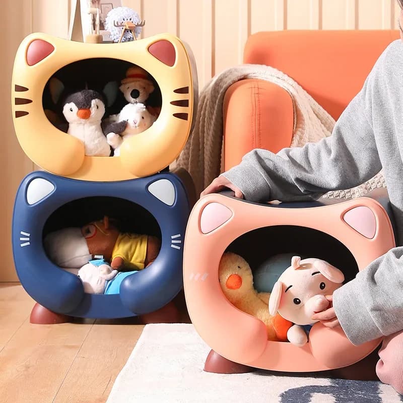 Cartoon Kitty Bedside Table Bedroom Cat Nest Bedside Table Toy Storage Locker Night Table Living Room Pet Accompany House Gifts