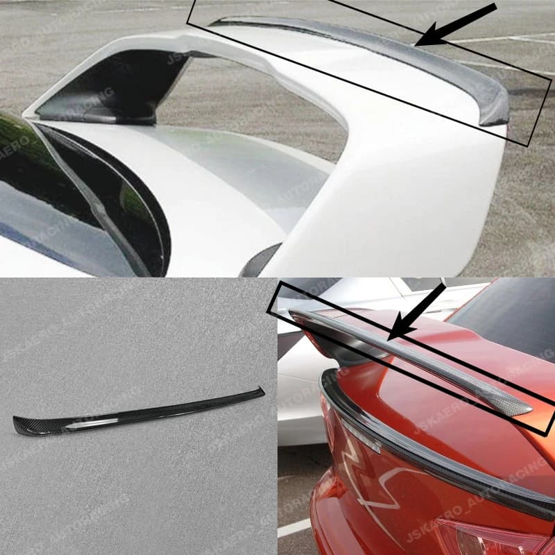 For Mitsubishi EVO 10 X Carbon Fiber Rear Spoiler Wing Gurney Flap Stick on Type car Bodykits