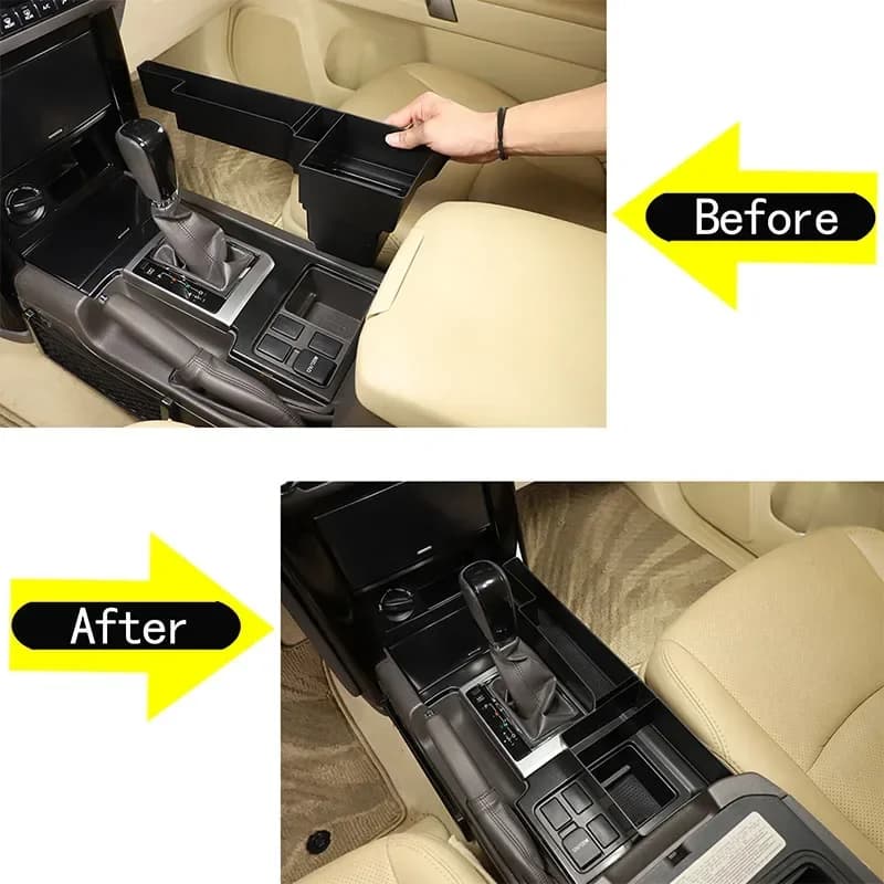 For Toyota Land Cruiser Prado FJ150 150 2010-2019 ABS black car center console storage box mobile phone tray car accessories