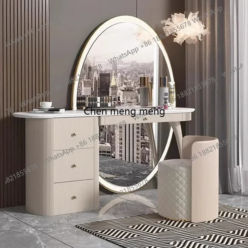 Premium makeup table stool bedroom full mirror storage cabinet integrated