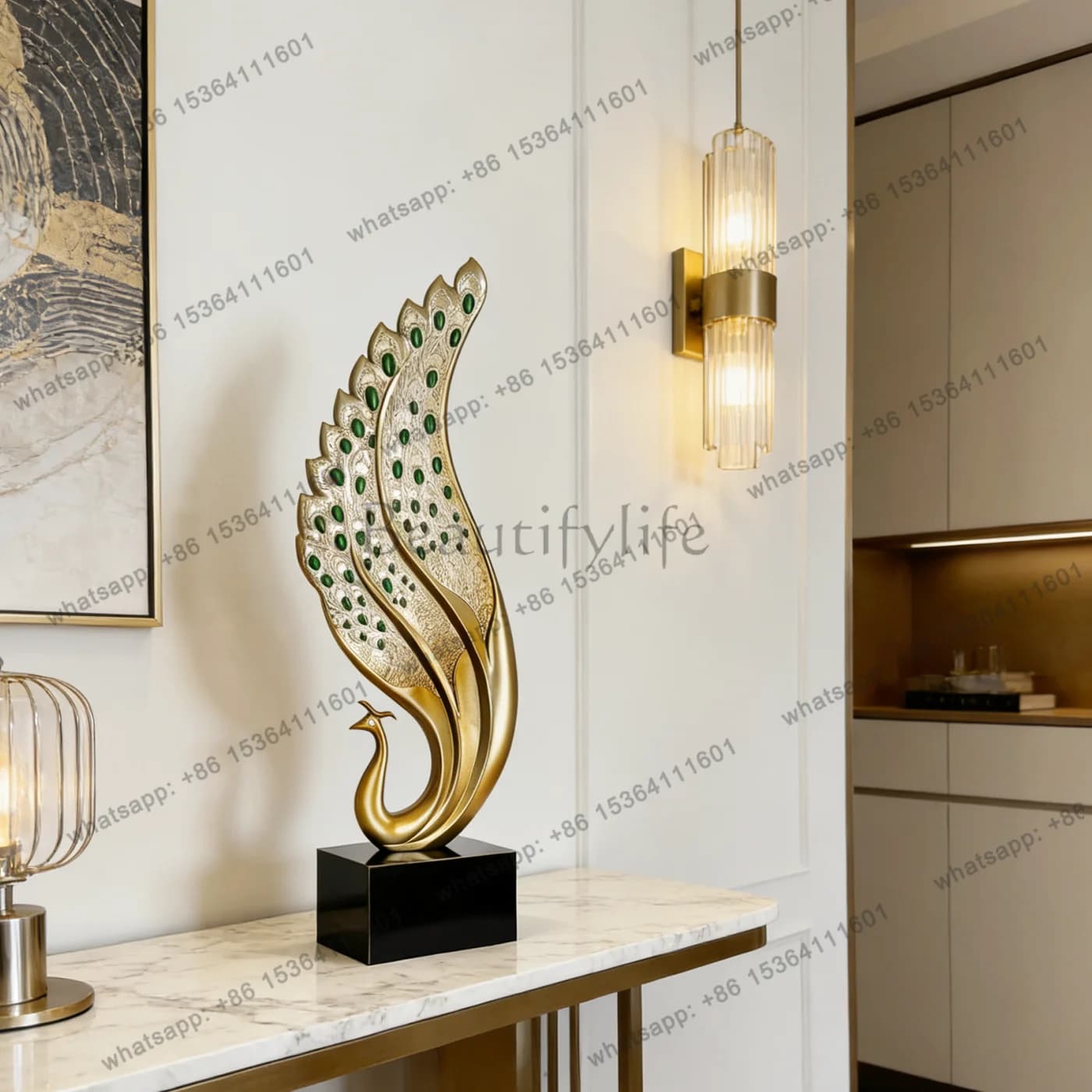 Sculpture ornaments Modern simple living room entrance decoration process