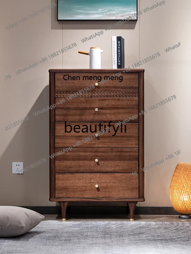 Walnut chest medium antique chest combination all solid wood bedside storage lockerH