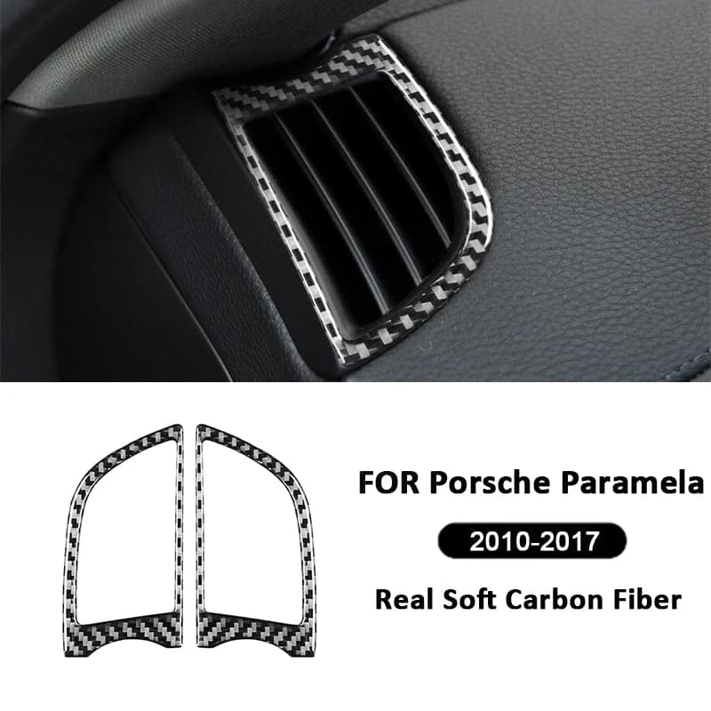 For Porsche Paramela 2010-2017 Carbon Fiber Car Instrument Panel Left Right Air Outlet Vent Frame Interior Decoration Sticker