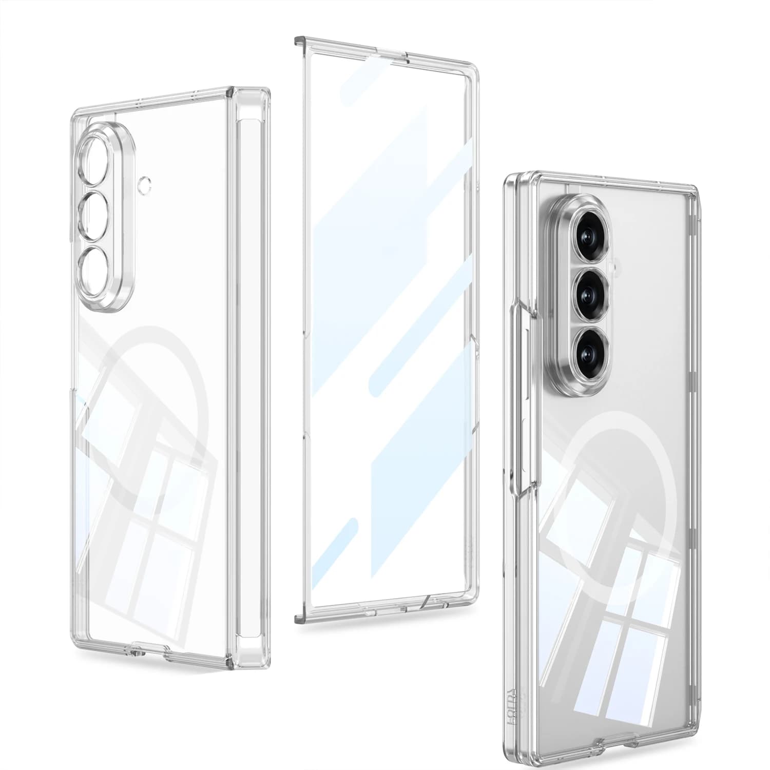For Samsung Galaxy Z Fold 8 Ultra 5G Case Transparent Magnetic Wireless Charging Hinge With Tempered Film Shockproof Back Cover