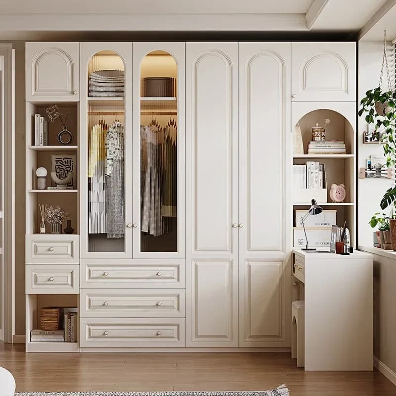 French Cream Wind One Door To Top Bedroom Clothes Storage Cabinet Modern Simple Household Wardrobex14