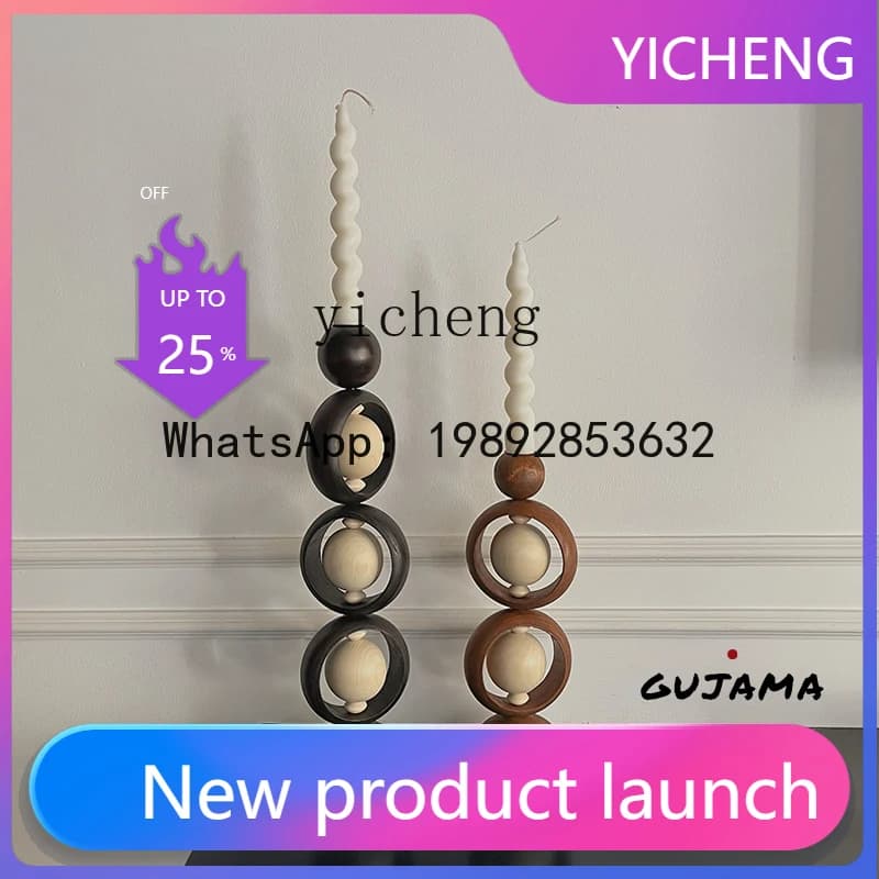 X2  Original Wabi-Sabi Style Circle Wooden Candle Holder Ornament for Home, Guesthouse, Cafe, Vintage Decoration