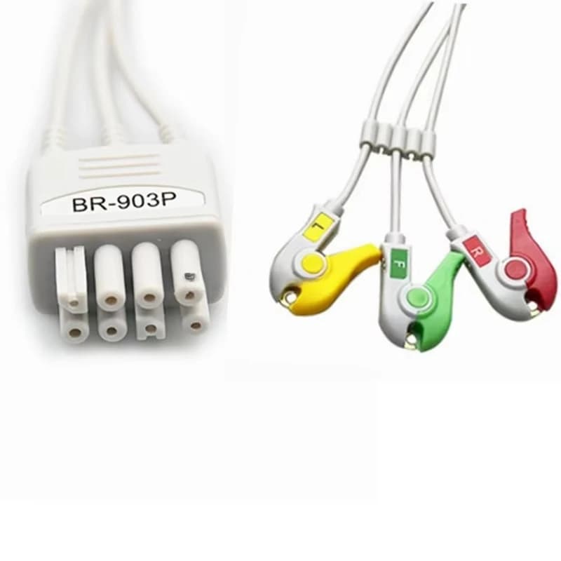 Compatible Nihons Kohdens BR-903P ECG Lead 3-Lead IEC Grabber ECG Cable