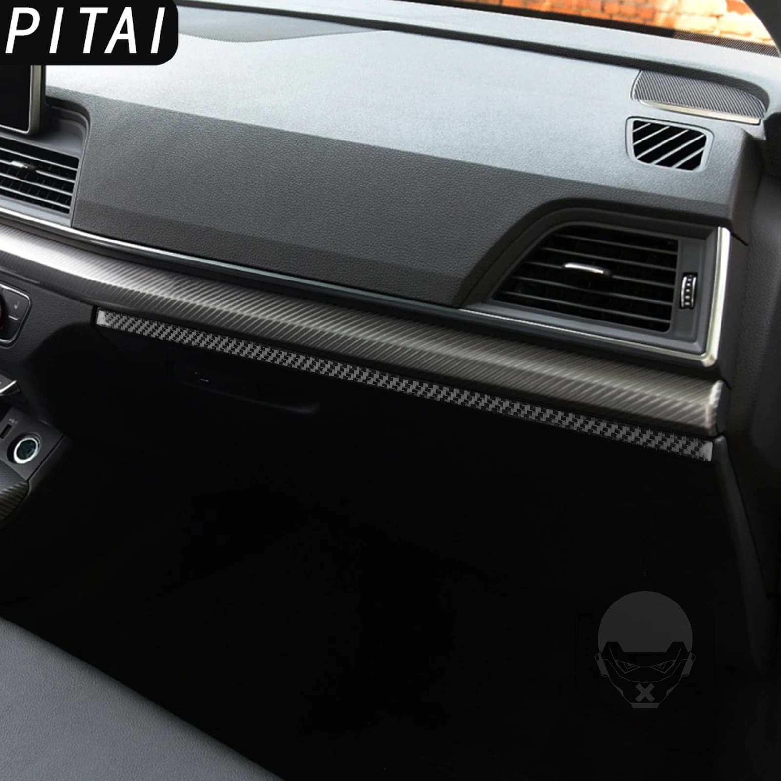 For Audi Q5 Q5L FY 2018-2023 Carbon Fiber Passenger Glove Box Panel Trim Strips Car Interior Accessories Decoration Sticker