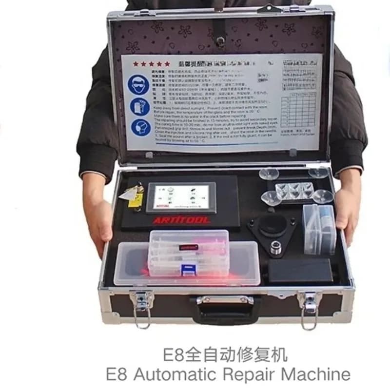 E8 Intelligent Glass Repair Kit Auto Vacuum + Pressure + UV Cure, 3-Minute Operation for the front windshield  repair