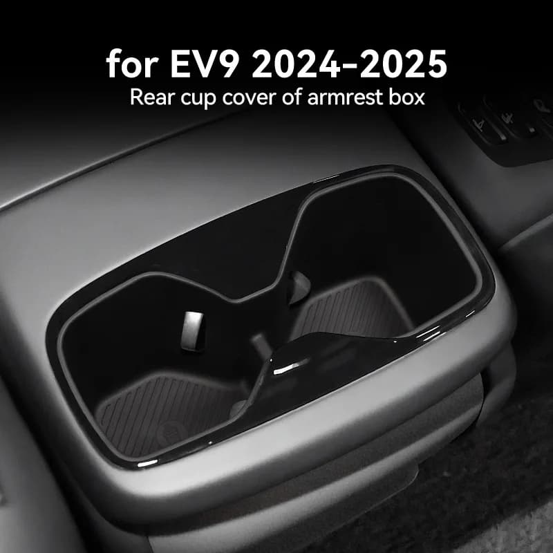 Car Water Cup Holder Storage Box Tray Organizer For Kia EV9 2024-2025 Car Interior Accessories Rear Cup Holder Tray Black