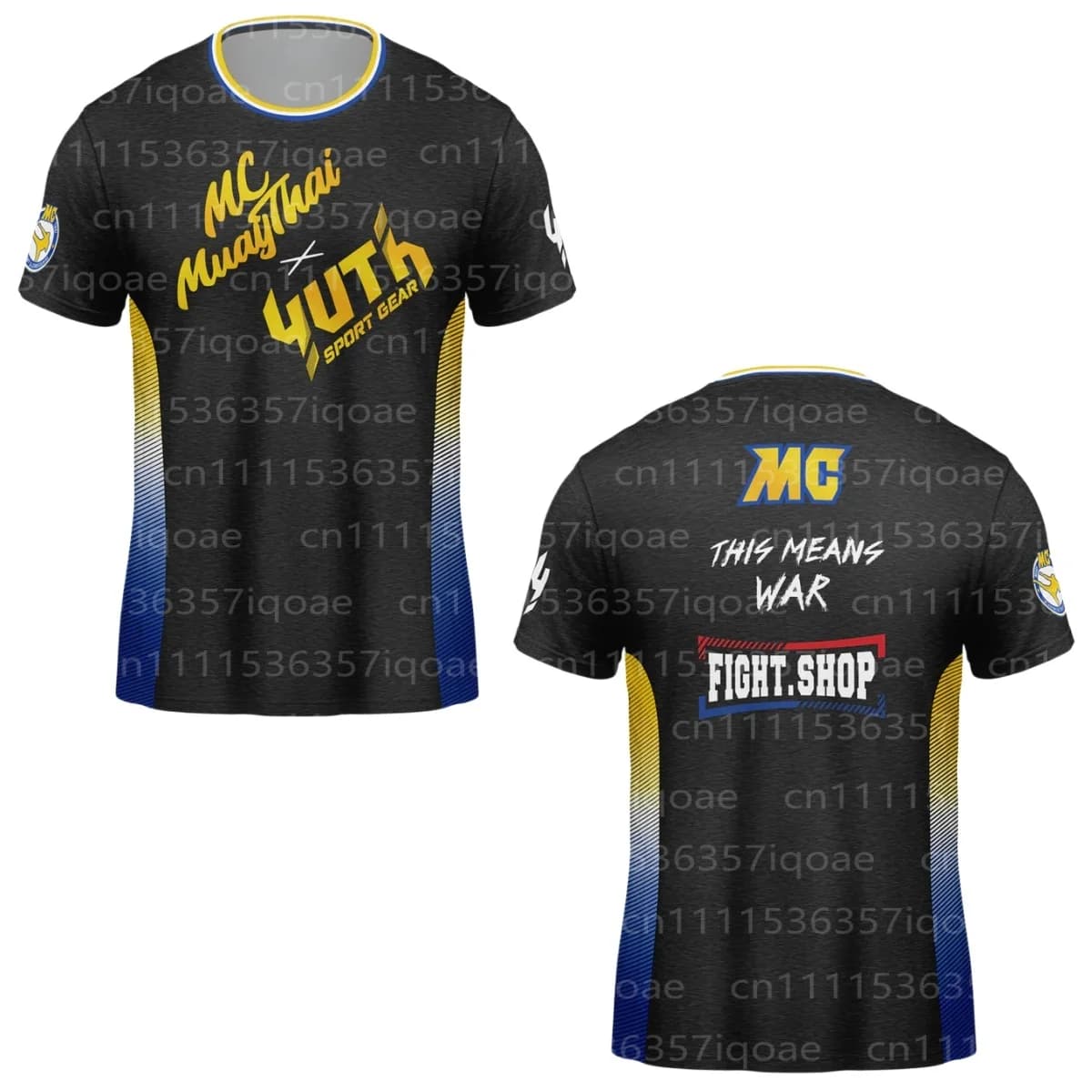 YUTH Combat Training T-shirt Muay Thai 3D Printed Men's Fashionable Sports and Casual Short-sleeved MMA Boxing Training Suit