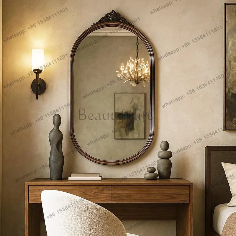 French dressing wall-mounted bathroom washstand mirror wall-mounted porch fireplace mirror