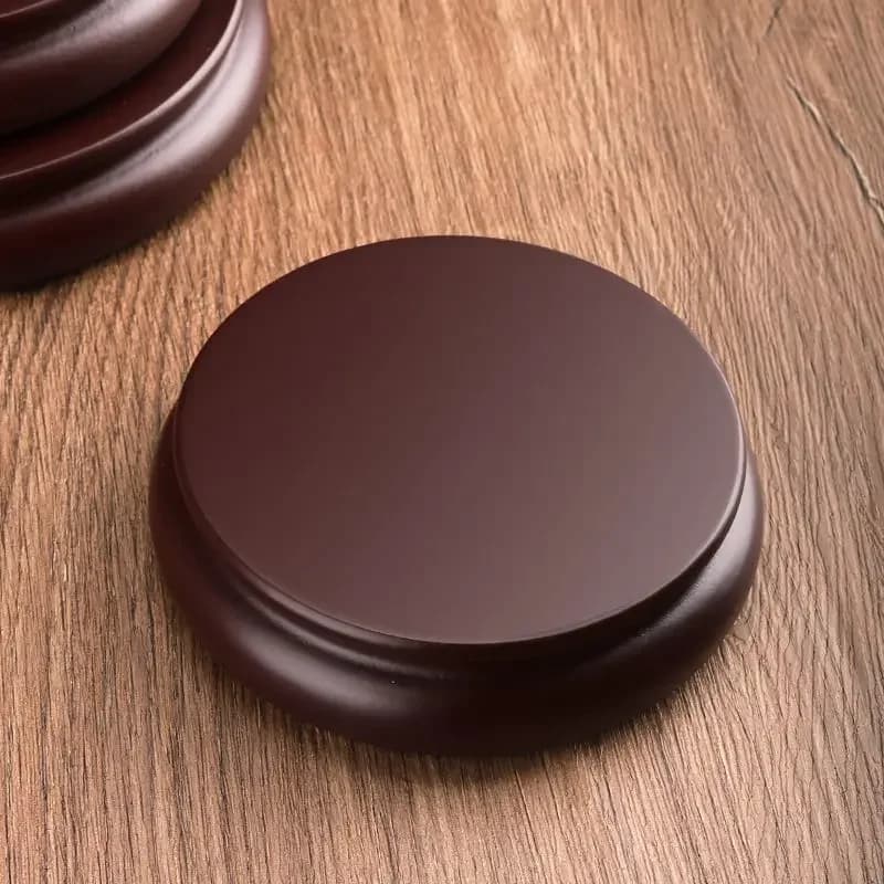 Round Rotating Imitation Solid Wood Display Base, Wooden Craft Tray Stand for Vase Home Decor