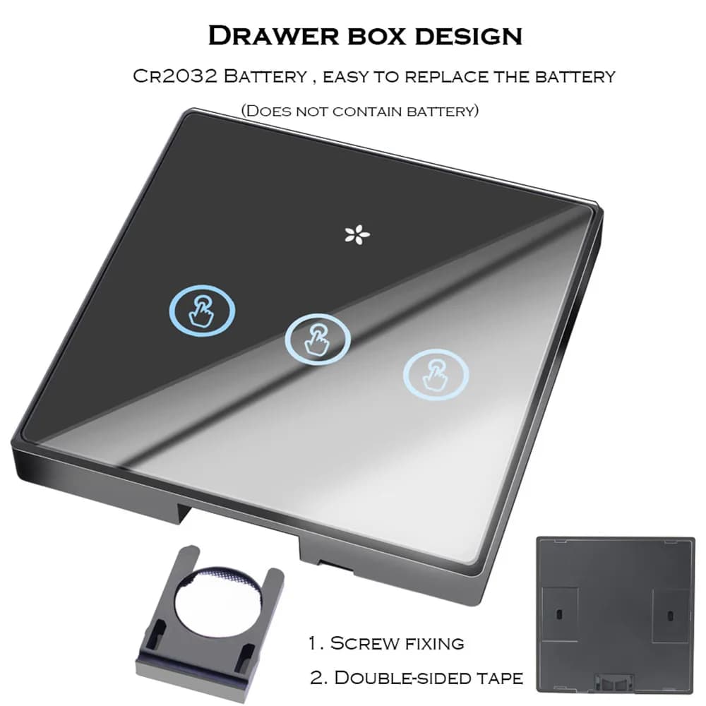 3 Gang Steel Smart Touch Switch 433MHz RF Remote Control Glass Panel Wall Switch AC 110V 220V for LED Lights Home Deluxe
