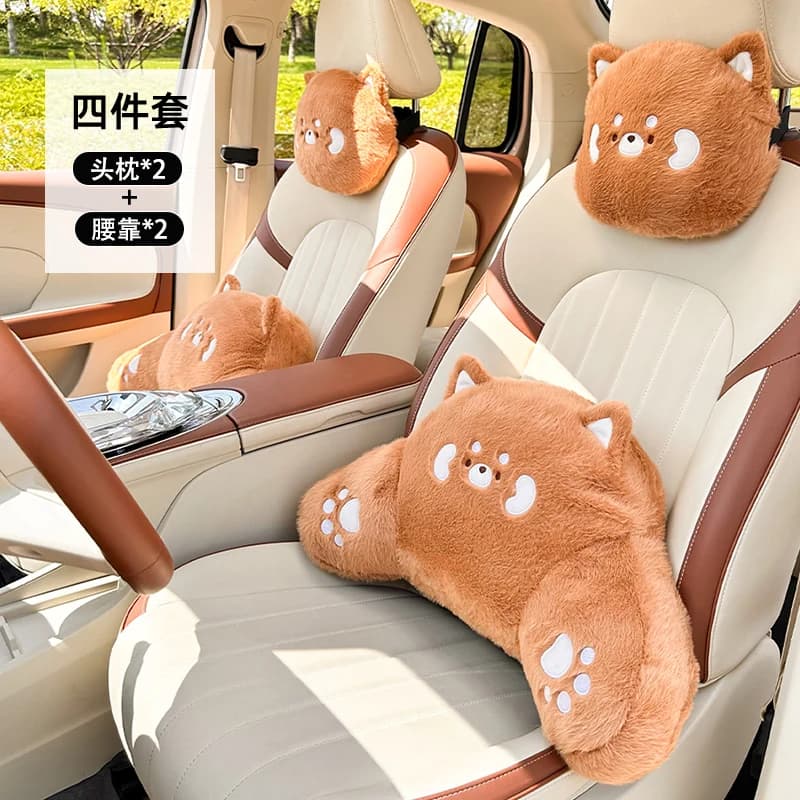 New Arrival Cartoon Bear Cute Four Seasons Universal Backrest Pillow Car Neck Pillow Headrest Pillow  Car Interior Ornaments