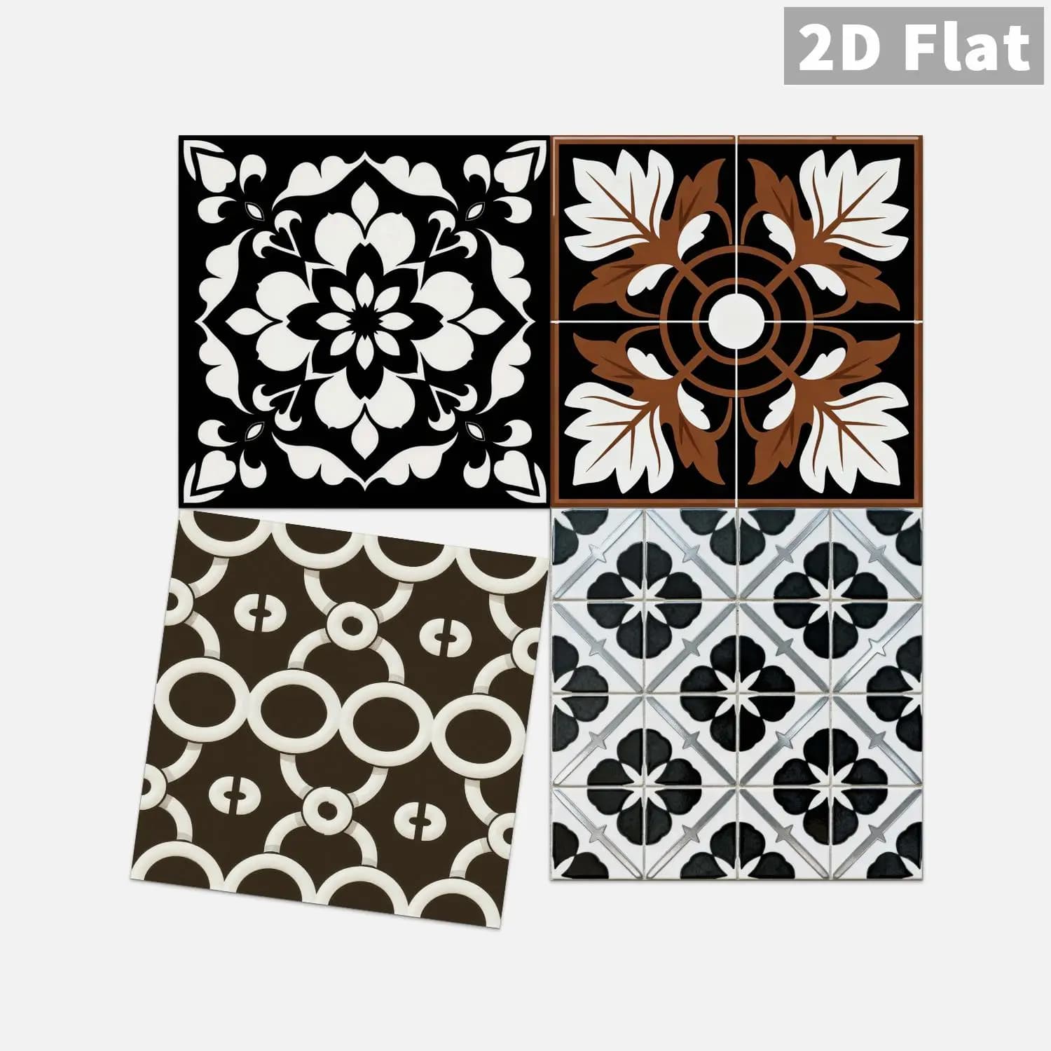 Retro floral tile decal, 36 waterproof self-adhesive wall stickers, suitable for splash proof kitchen and bathroom walls