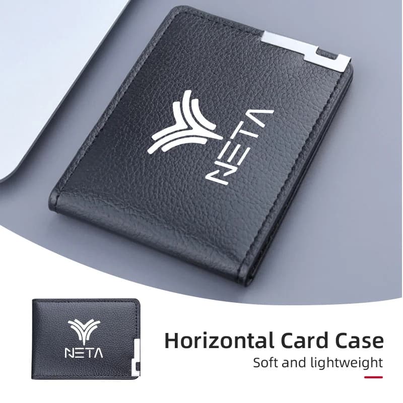PU Leather Car Credit Card Holder Wallet Coin Purse Auto Accessories For NETA Luxgen Ora Exeed Iveco VGV