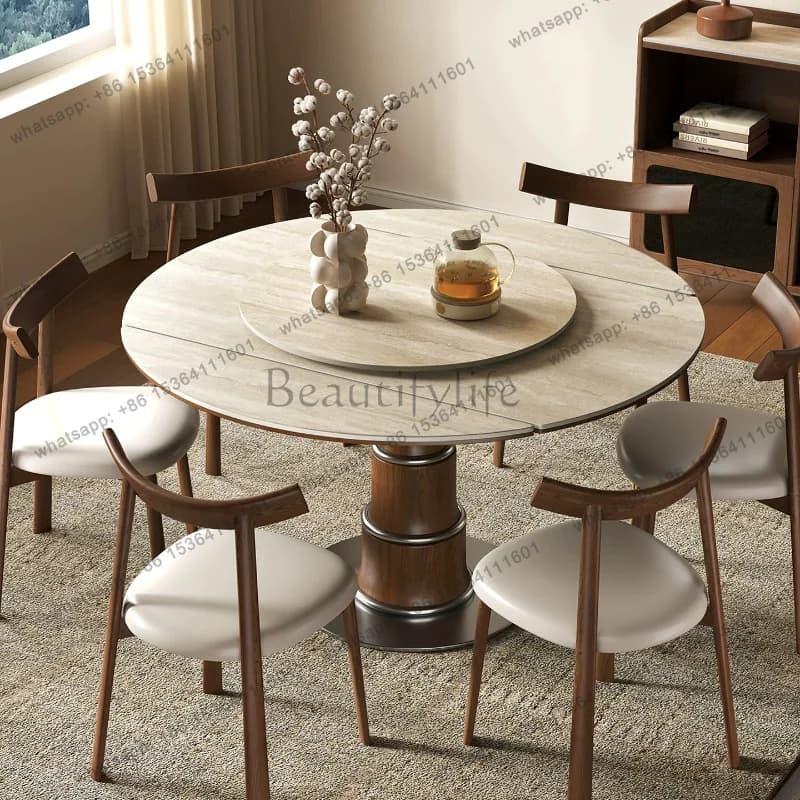 FG Retractable Folding Rock Slab Dining Table Modern Kitchen Simple Dining Tables Set Of 6 Chairs Round Pliante Home Furniture