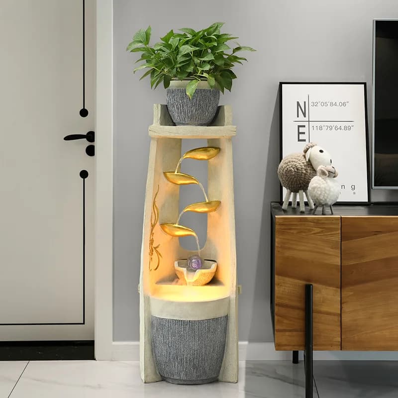 Chinese-style running water makes money floor ornaments, living room entrance circulating water fountain humidifier decoration