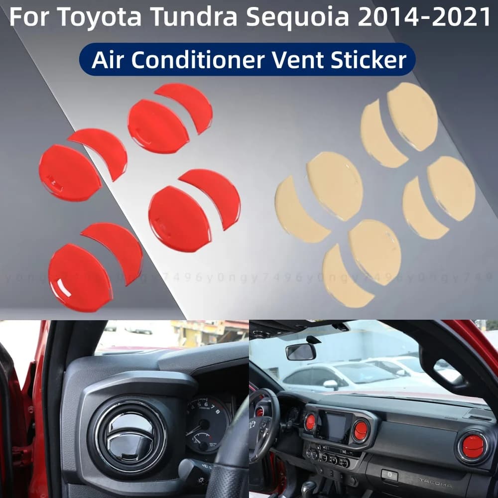 Car Stickers Styling Air Conditioner Vent Sticker For Toyota Tundra Sequoia 2014 2015 2016 2017 2018-2021 Decoration Accessories