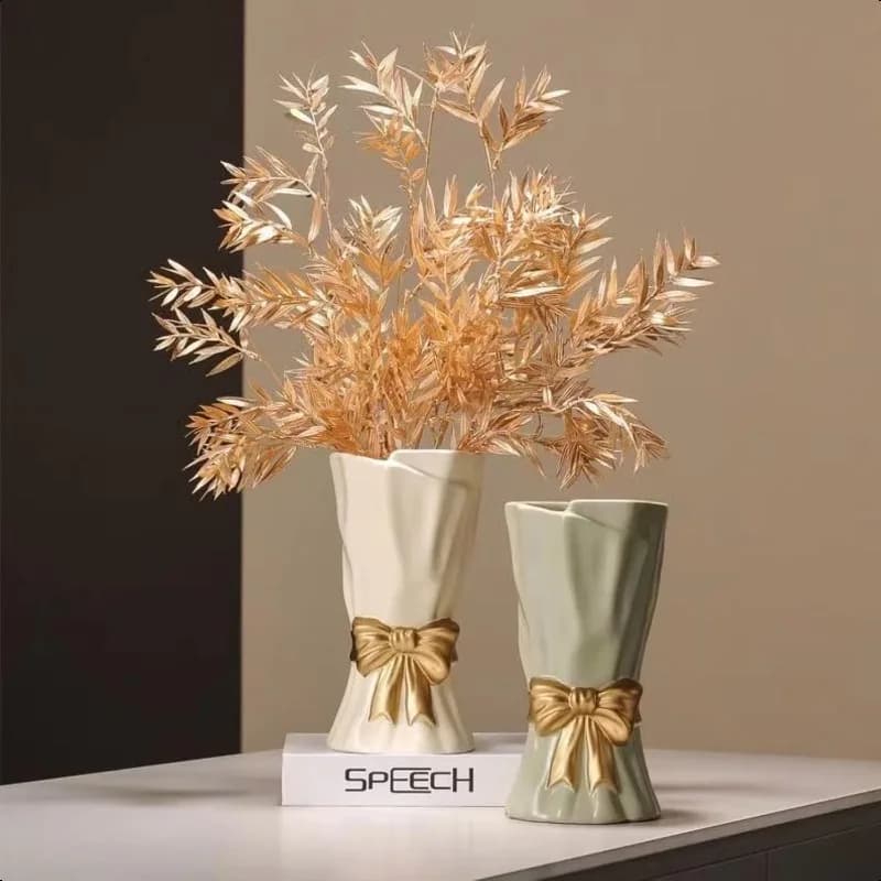 White Vase Home Decoration, Bohemian Style White Ceramic 9.3-Inch Large Vase, Suitable For Ideal Shelf Decoration Living Room