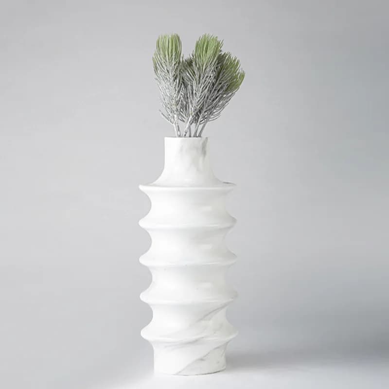 Modern living room coffee table desktop solid color flower ware, resin wabi wind  marble spiral ornament