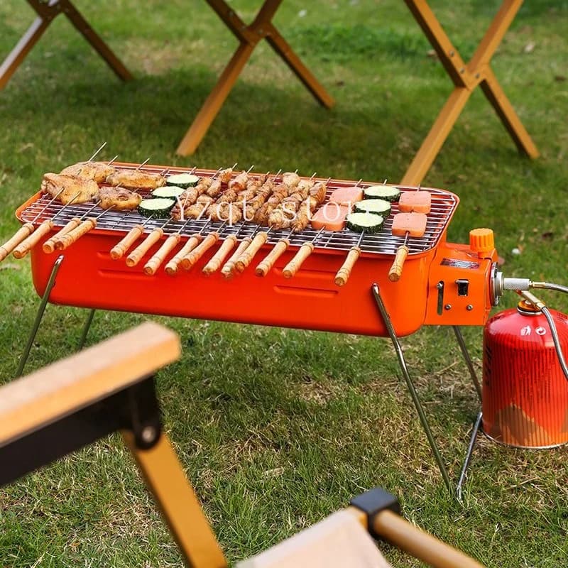 Outdoor barbecue grill Portable barbecue grill Camping cassette stove with picnic gas stove Field split gas stove