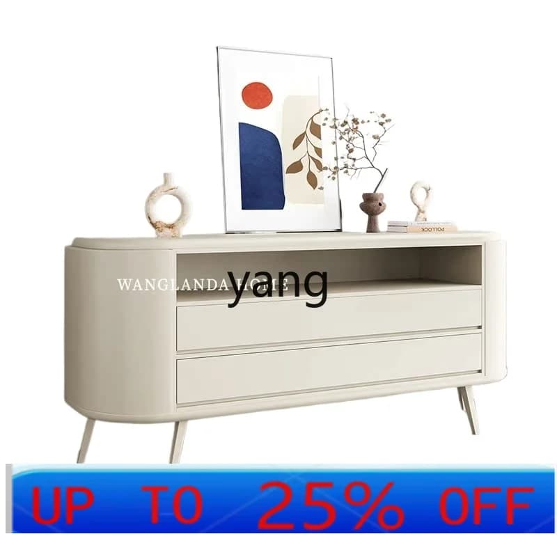 LH Modern Light Luxury Minimalist Solid Wood Decorative Cabinet Wabi Sa Cream Wind Living Room Entrance Locker