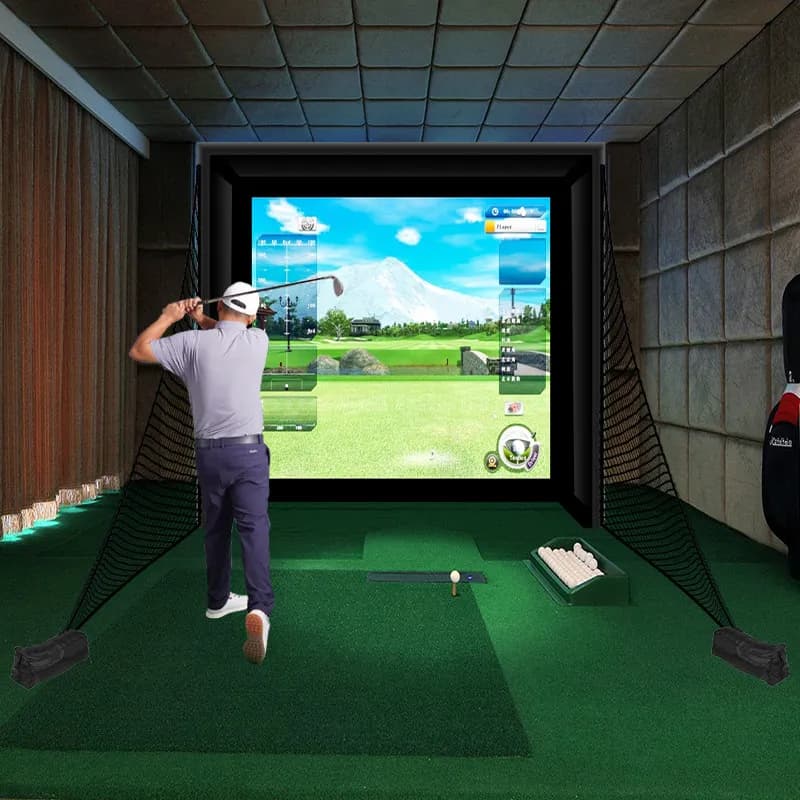 Golf indoor emulator enclosure percussion cage swing practitioner