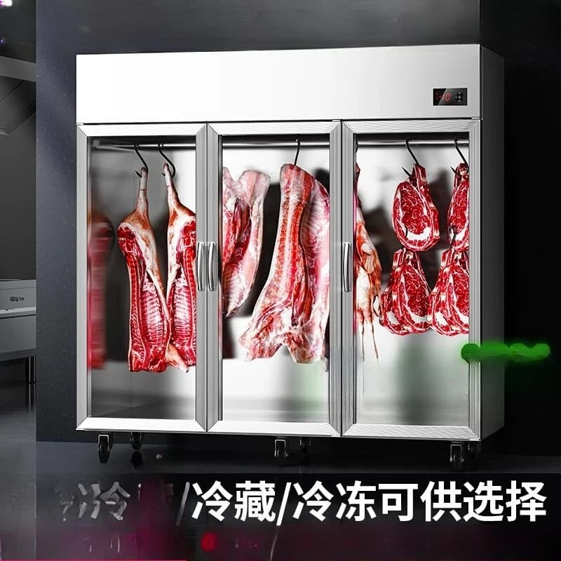 Hanging meat cabinet Commercial beef and mutton fresh-keeping display cabinet Refrigerated fresh meat freezer Vertical frozen