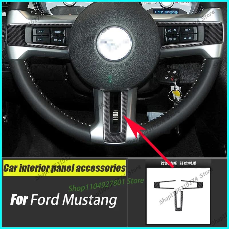 Suitable for 09-13 Ford Mustang Interior Modification Real Carbon Fiber Steering Wheel Button Decorative Stickers