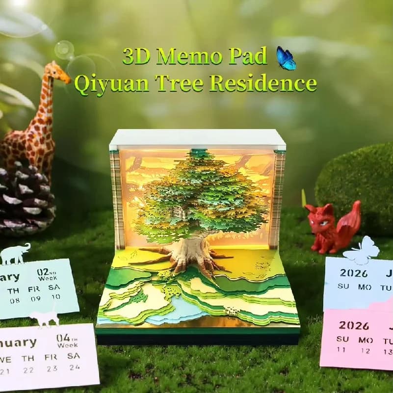 Omoshiroi Block Artistic Block 3D Notepad Treehouse 3D Calendar 2027 3D Memo Pad Block Notes Birthday Gifts
