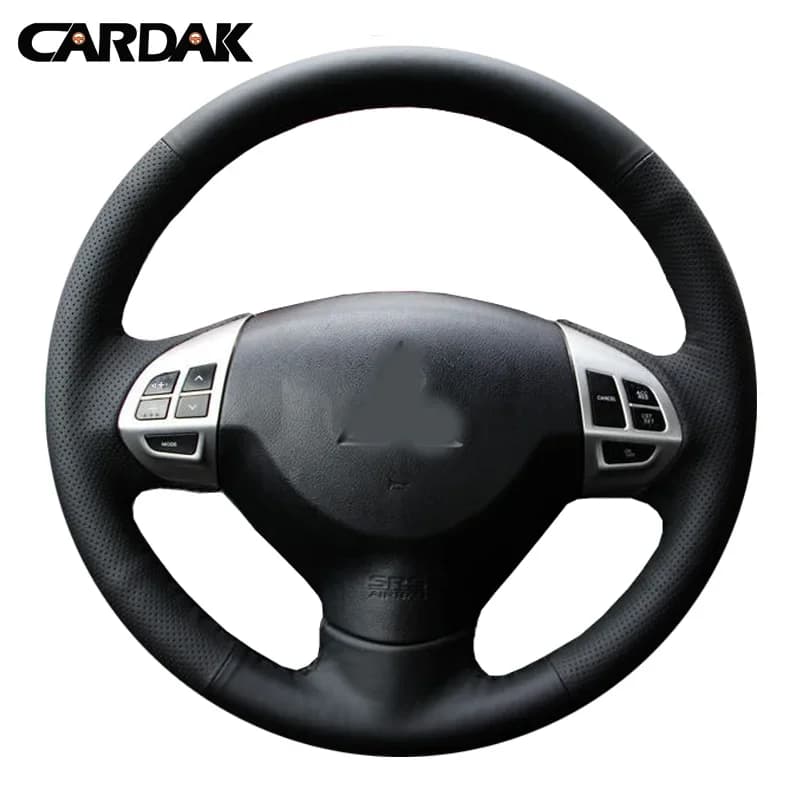 CARDAK DIY Black Artificial leather Steering Wheel Cover for Mitsubishi Lancer EX10 Lancer X Outlander ASX Colt Pajero Sport