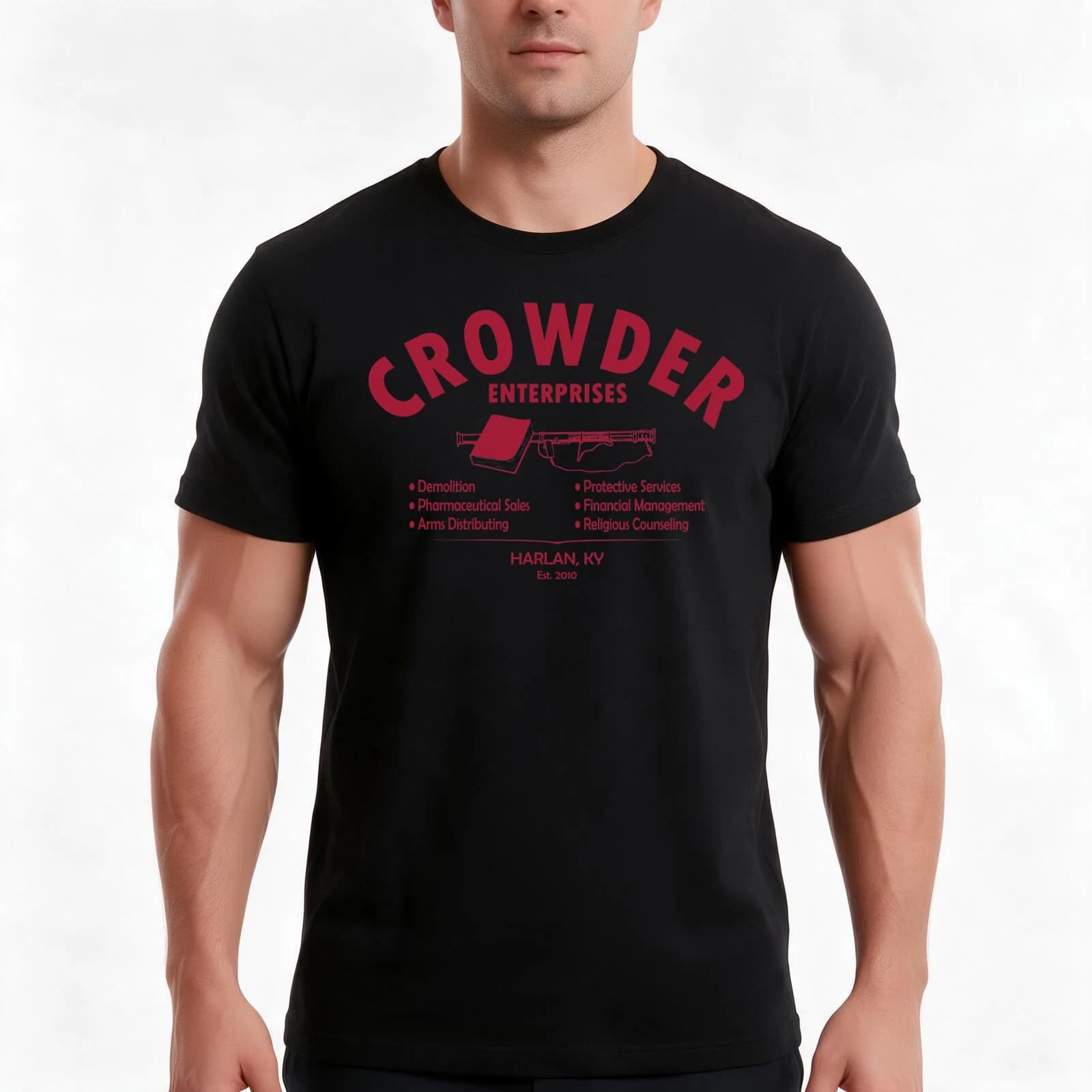 Crowder Enterprises (Maroon) T-Shirt, Summer Casual Cotton Tee, Oversized Streetwear Tops, Vintage Graphic Print, 100% Cotton