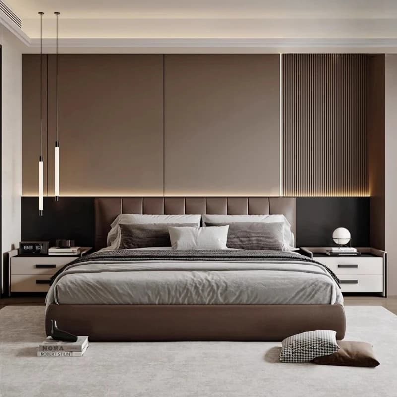 Shelves Headboard Double Bed Decoration Design Twin King Size Double Bed Luxury Space Saving Cama Matrimonial Bedroom Furniture